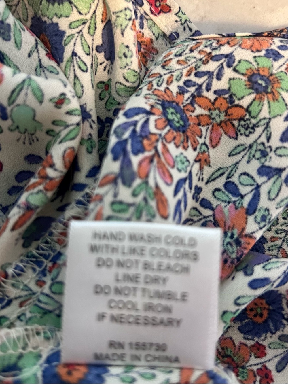 Rose & Olive Floral V-Neck Blouse in Blue, Green & Red - Picture 5 of 6
